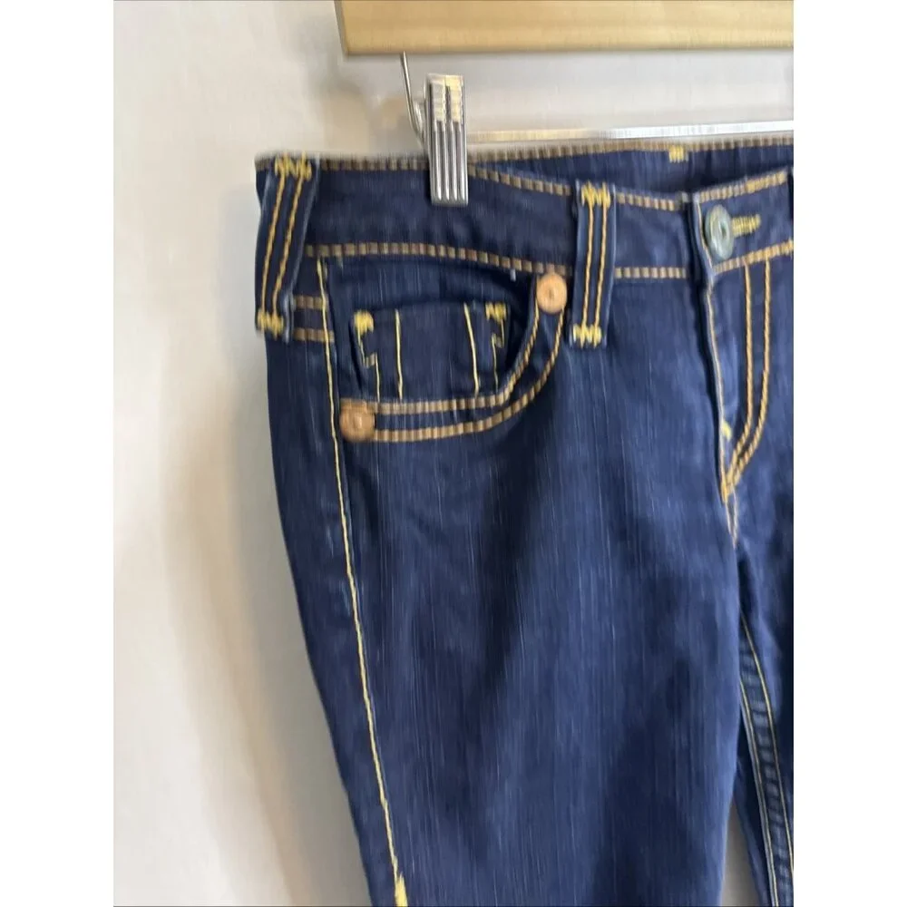 True Religion Womens 31x30 Dark Wash Bootcut Jeans Contrast Stitch USA - Picture 5 of 10